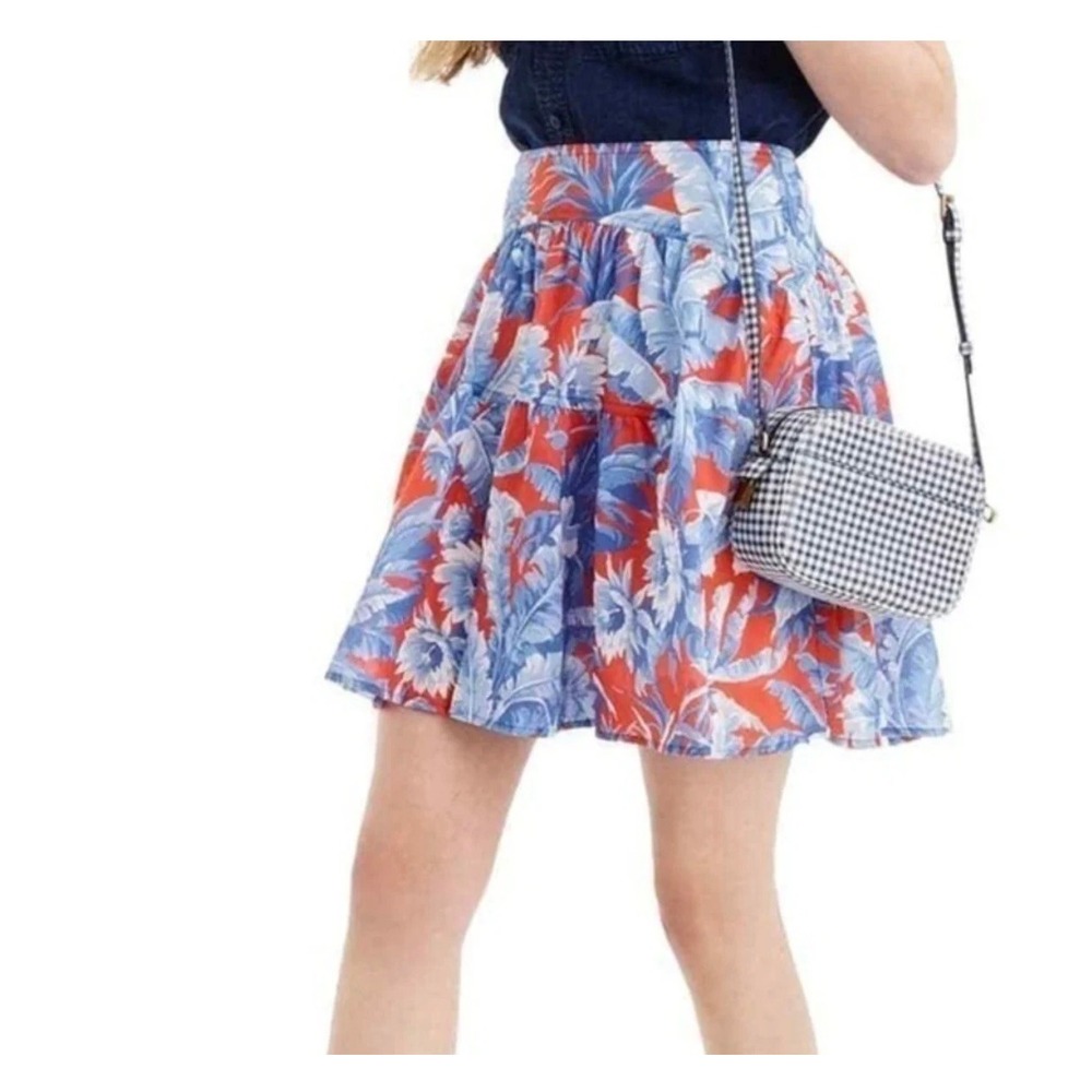J.Crew Ratti Rio Floral Tiered‎ Cotton Mini Skirt Size 12 Tropical Preppy NWT